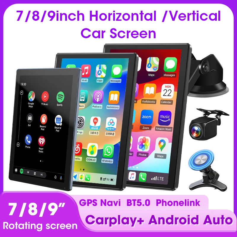 Neue 7/8/9 "Carplay Bildschirm für Auto Vertikale Bildschirm Auto Radio Drahtlose Carplay Android Auto Multimedia Video Player auto Monitore Image