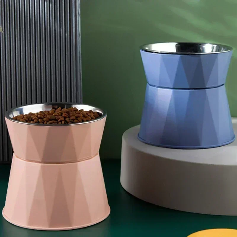 Erhöhter Futternapf für Haustiere: Geräumiger Futternapf aus Edelstahl und Kunststoff für Katzen und Hunde Image
