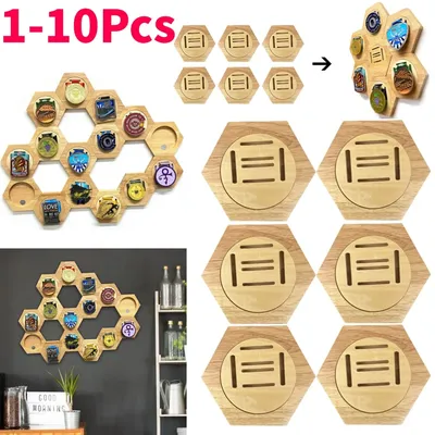 1-10Pcs Holz Medaille Display Racks Sechseckige Waben Kombination Medaille Halter Ehre Gedenk Display Hause Wand Dekoration