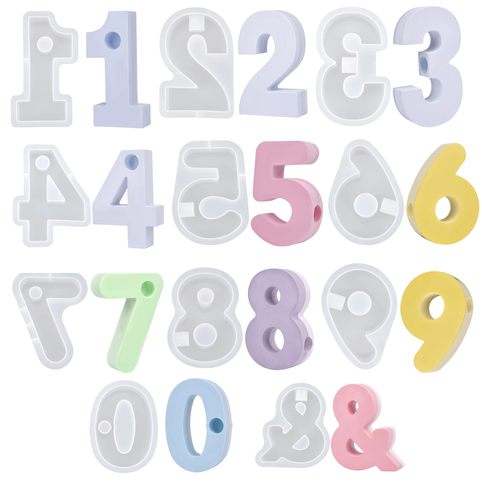 0-9 Zahlen Form DIY Silikonform 3D handgemachte Kerzenhalter Formen Gips Harz Form Handwerk Kerzenhalter Form Dekoration Image