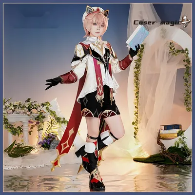 Genshin Impact Dahlia Cosplay Kostüm Neue Skins Uniform Hut Goth Vampir Heterochromia Junge Mondstadt Halloween für Frauen Männer Image