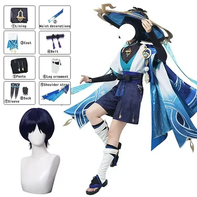 Wanderer Scaramouche Cosplay Genshin Impact Cosplay Scaramouche Kostüm Frauen Männer Uniform Perücke Anzug Weihnachten Halloween Kleidung. Image