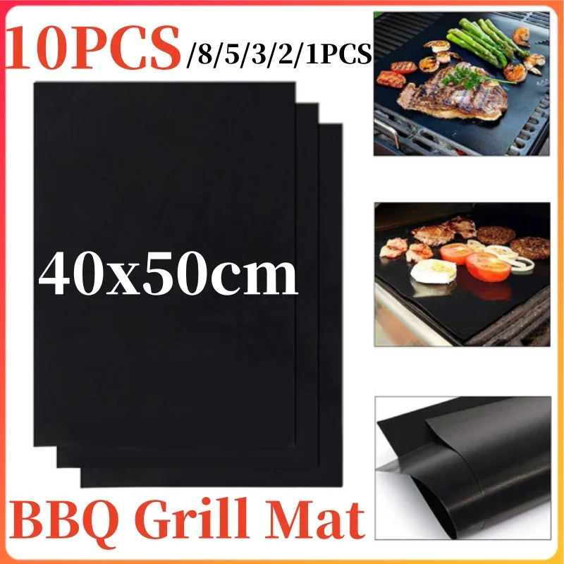 50x40CM Antihaft BBQ Zubehör Grill Matte Grill Outdoor Backen Pad Wiederverwendbare BBQ Kochen Grillen Blatt für Party Grill Matte Image