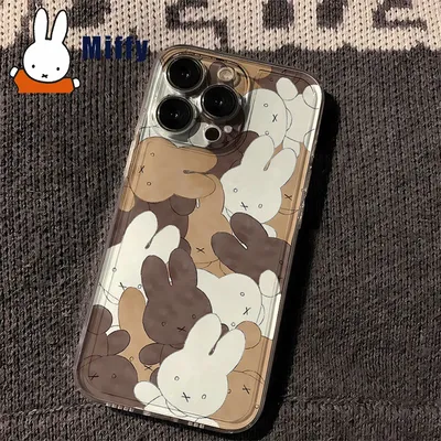 Kawaii Miffy IPhone XS/XR/11/12/13/14/15/16ProMax IPhone Protective Soft Case Cute Rabbit Head Covered IPhone Shell Girl Gift