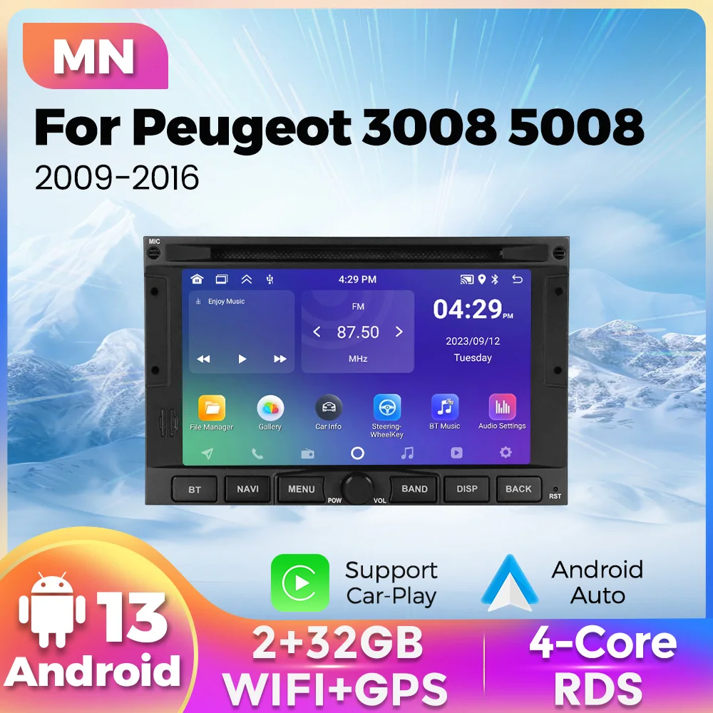 Android 13 Für Peugeot 3008 5008 AT MT 2009 - 2016 7 zoll Auto radio Stereo Multimedia MP5 Player Carplay GPS DSP Autoradio Stereo Image