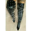Sexy Nieten Kristall Spitze Overknee Stiefel Matte Leder Stiletto High Heel Mode Frauen Schuhe 2025, Zapatos Para Mujere