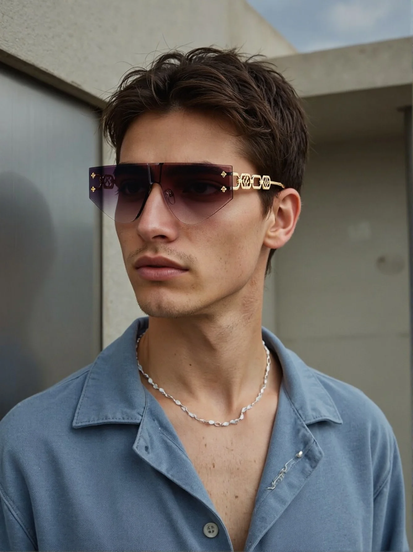 Neue quadratische rahmenlose Modespiegel-Sonnenbrille im Retro-Stil Image