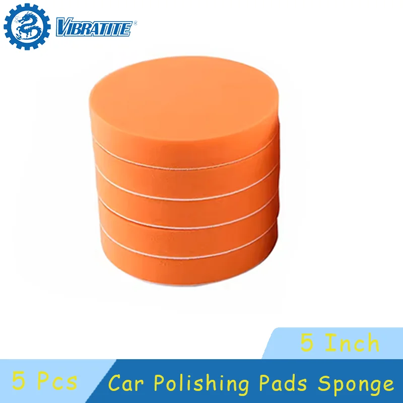 5 Stücke 5 Zoll (125mm) Auto Polierpads Schwamm Polieren Polieren Wachsen Pad Kit Werkzeug für Auto Polierer Puffer Auto Pflege Set Orange Image