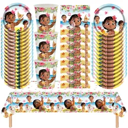 Décorations de fête d'anniversaire thème Moana, ensemble de vaisselle, tasses, assiettes, serviettes, nappes, bannières, fournitures de réception-cadeau pour bébé, nouvelle collection