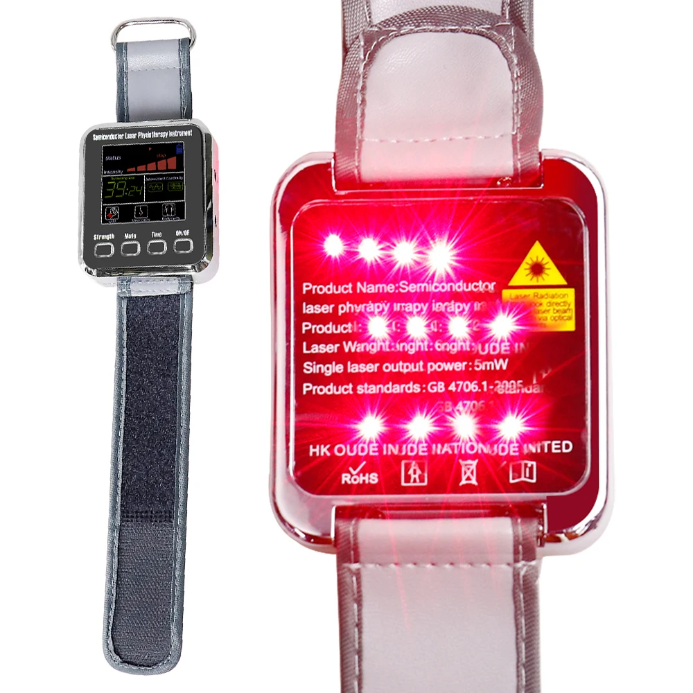 Professionelle Low-Level-Lasertherapie 650 nm Kaltlasertherapiegerät 12 Löcher Diabetes Cholesterin Bluthochdruckbehandlung Uhr Image