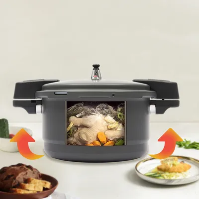 9L Pressure Cooker, Aluminum Alloy, Hard Oxidation Coating, Overflow-Proof Groove, Suitable for Gas, Halogen, and Induction Stov