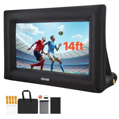VEVOR 14/15/16/18/20 FT Inflatable Projector Screen w/ 120W Air Blower Projector Screen for Outdoor Backyard Theater Theme Party