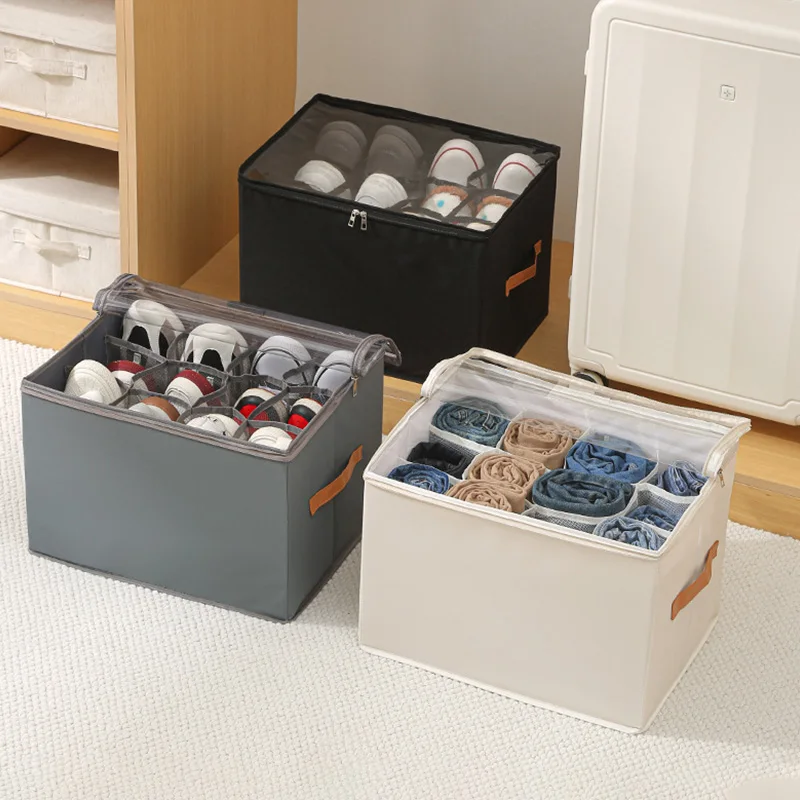 1pc Mehrere Gitter Schuhe Lagerung Box Faltbare Getrennt Schuhe Box Große Kapazität Mit Griff Schuh Spender Schuhe Organizer