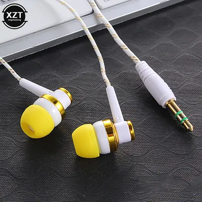 Verdrahtete Kopfhörer Stereo In-Ear 3,5mm Nylon Weben Kabel Kopfhörer Headset Mit Mikrofon Für Laptop Tuch Kabel Subwoofer kopfhörer Geschenke Image