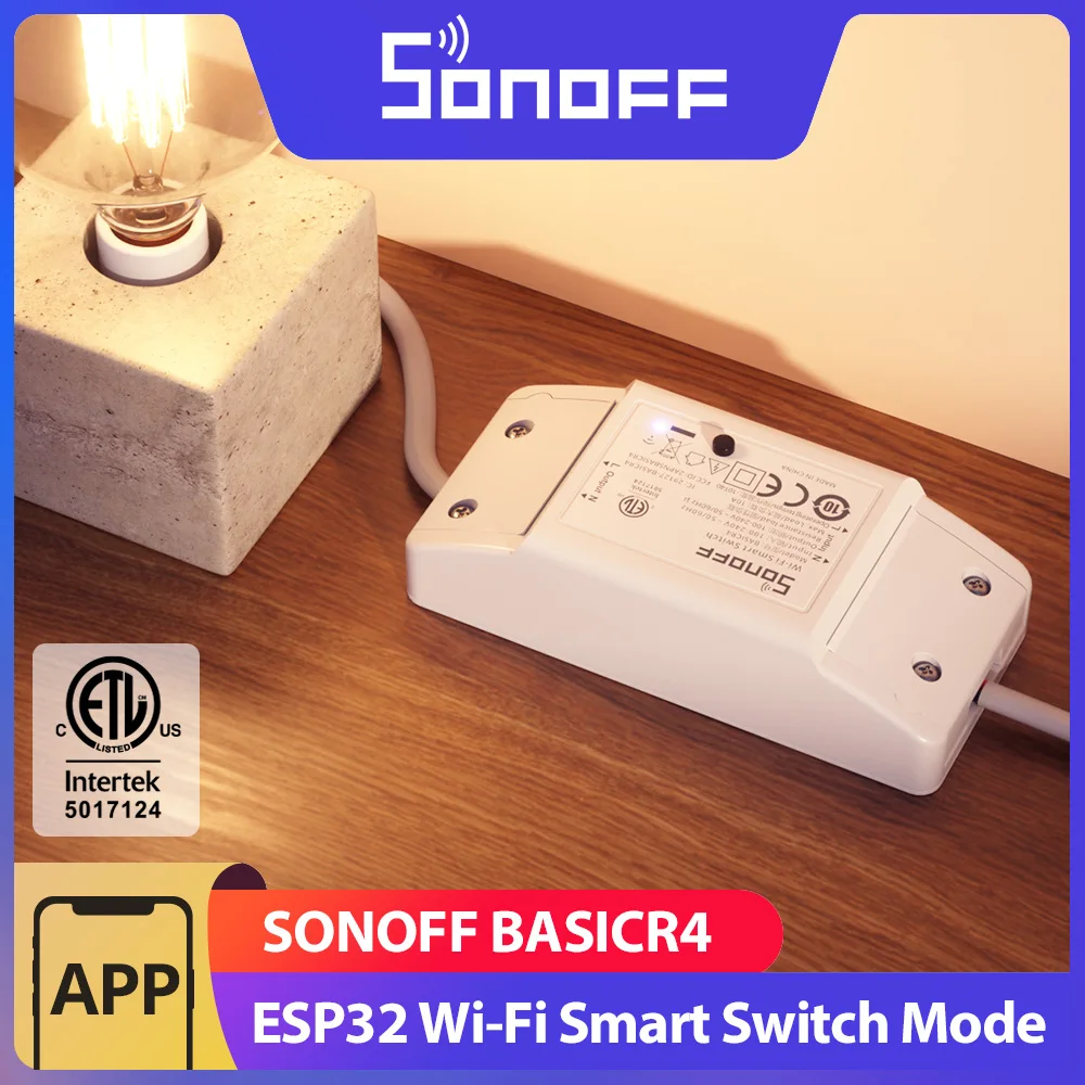 SONOFF BASICR4 WLAN-Smart-Schalter mit ESP32-Chip, Zuverlässiger Sicherer Magic-Switch-Modus, eWeLink Fernbedienung, Kompatibel mit Alexa und Google Home Image