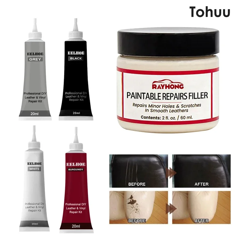 Lederfüllpaste, 60 ml, Naturlederfüller, Reparaturverbindung, Lederrestaurationscreme für Tränen, Risse, Verbrennungen, Löcher, Füller Image