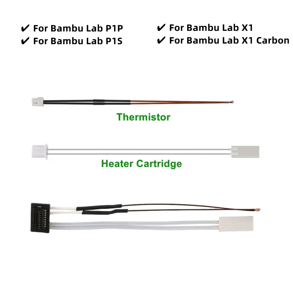 Für Bambu Lab Hotend v2.0 V3.0 Kit X1c P1P Thermistor & Keramikheizplatte Hotend V3 Heizpatrone 24V 50W 3D-Druckerteile Image