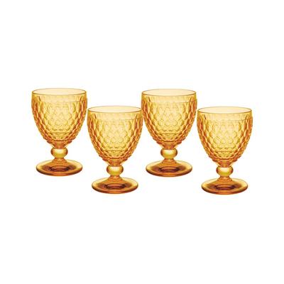 Villeroy & Boch Set Of 4 Boston Saffron Red Wine Glasses