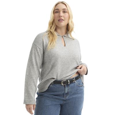 Plus Size Women's Polo Shirt Sweater by June+Vie in Heather Grey (Size 26/28)