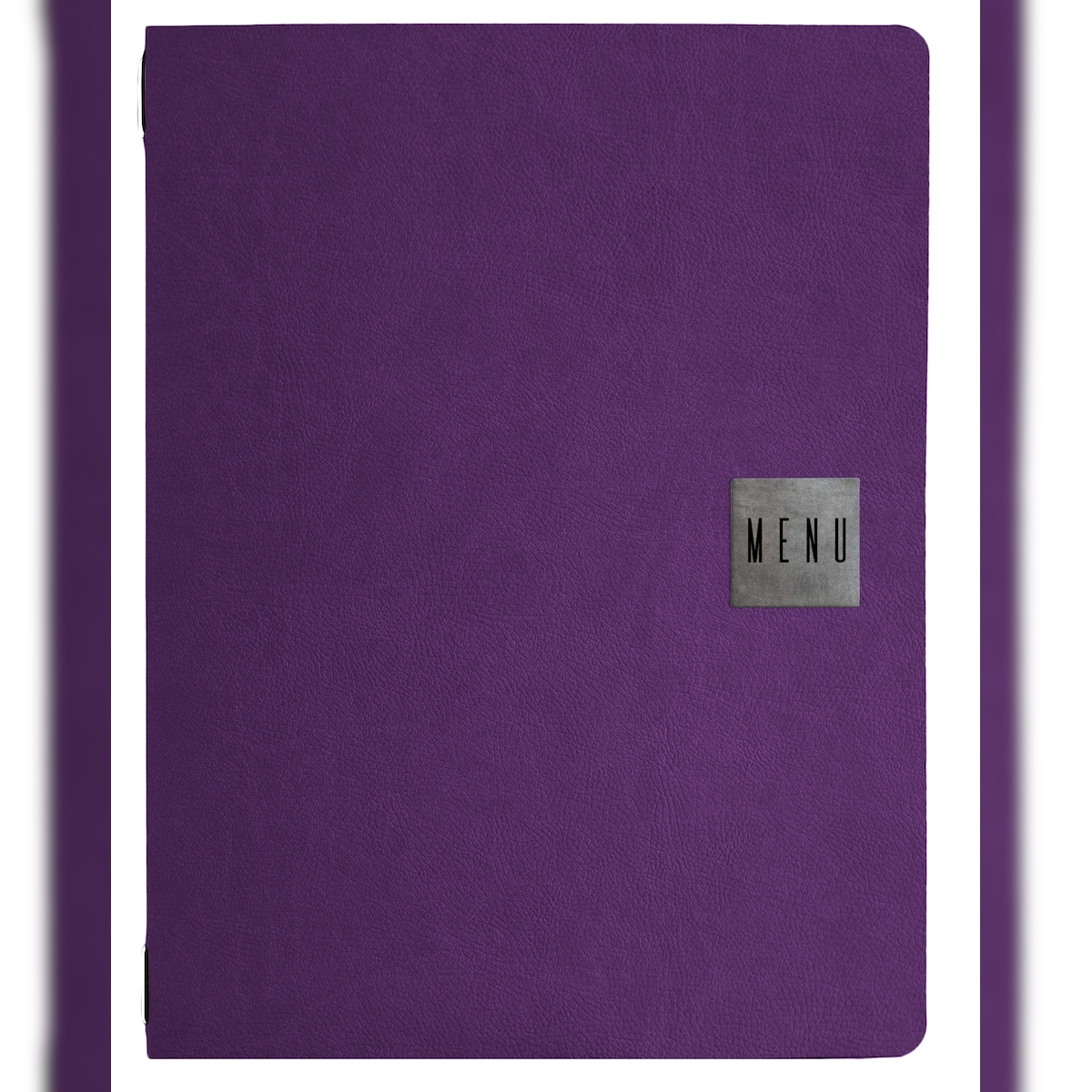 Stil Casa, Set 12 Speisekartenhalter A4, Polyurethan, 24,3x31,6 cm, 3 Innenhüllen, Gummiband, Farbe Violett. Image