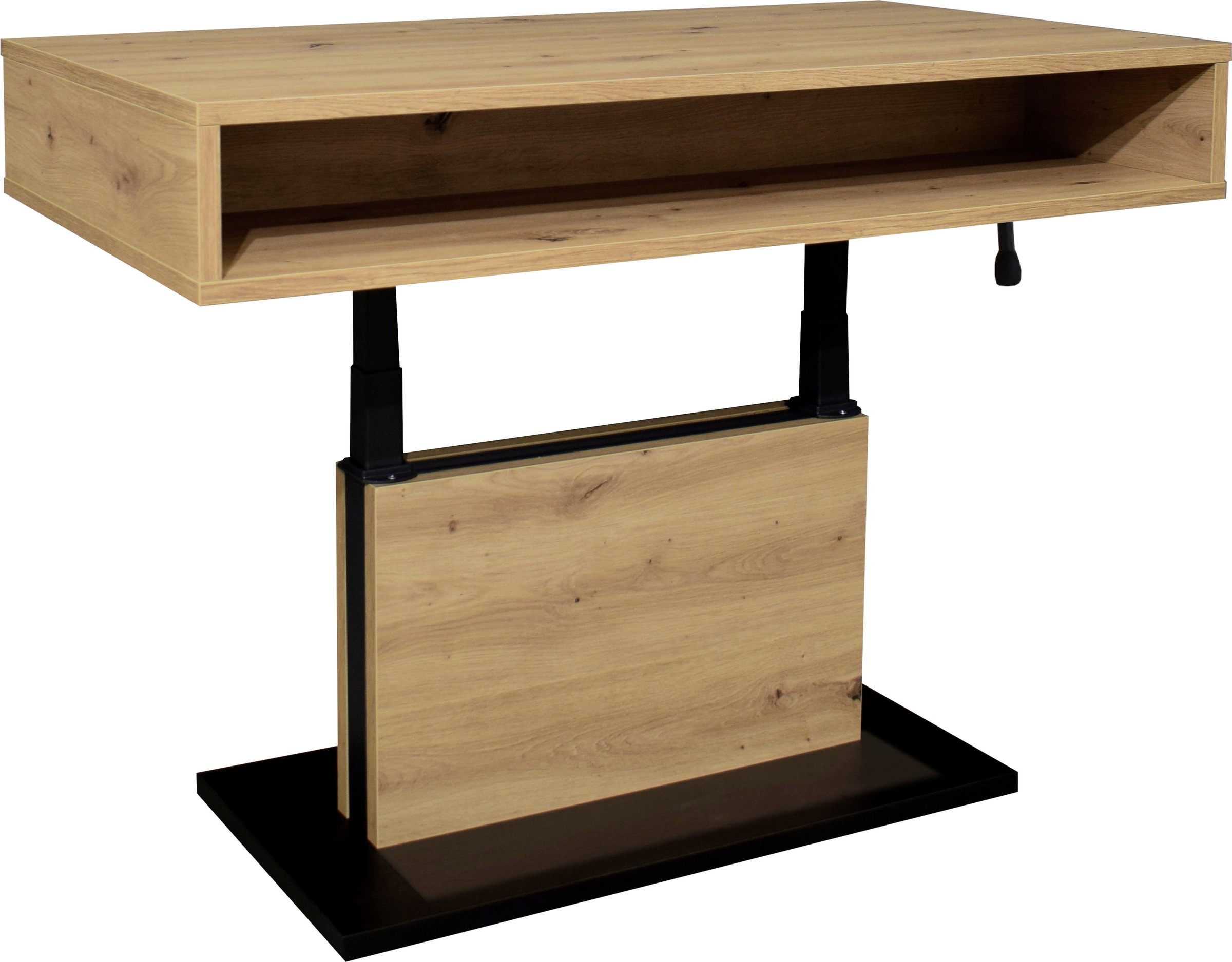 Couchtisch MÄUSBACHER "Lift Couchtisch", braun (vulkanschwarz supermatt, asteiche, asteiche), B/H/T: 110cm x 78cm x 60cm, Tische, Couchtisch, höhenverstellbar von 59-78 cm, Breite 110 cm, Metallgestell