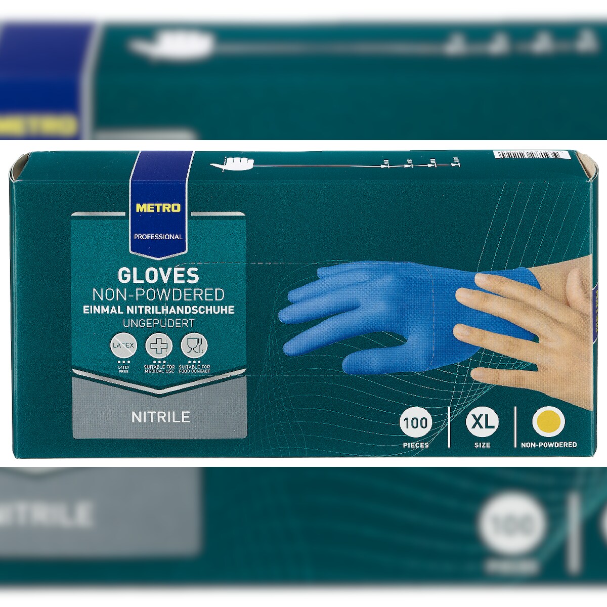 METRO PROFESSIONAL Einmalhandschuhe, Latex, ungepudert, Größe XL, blau, 100 Stück Image