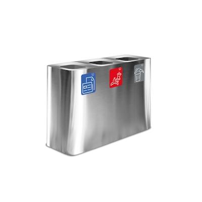 Stil Casa PURE Abfallsammelsystem, rostfreier Stahl, 115x38xh. 80 cm, 300 Liter, satinierte Aluminiumoberfläche, satiniert. Image