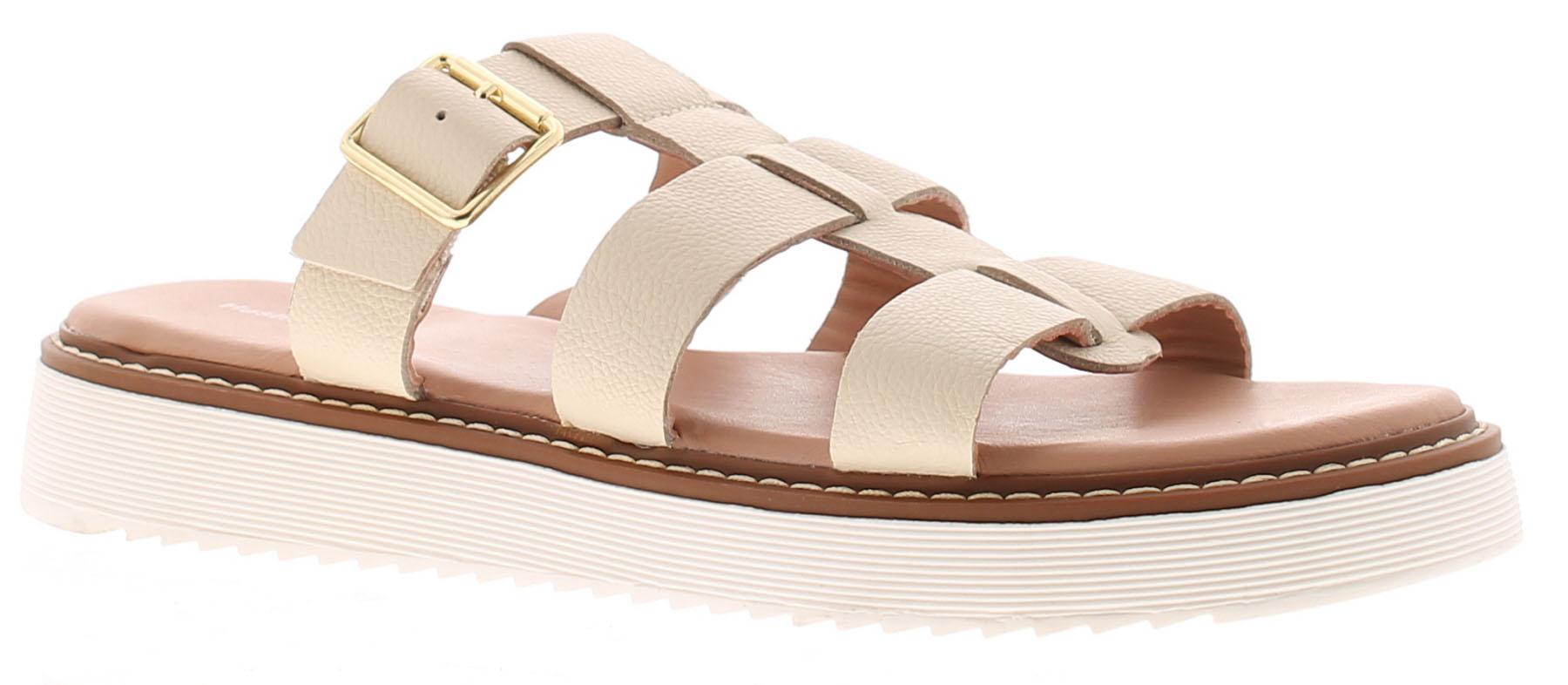 Hush Puppies Damen Sandalen Celeste Slip-On Gladiator Leder Schnalle Beige