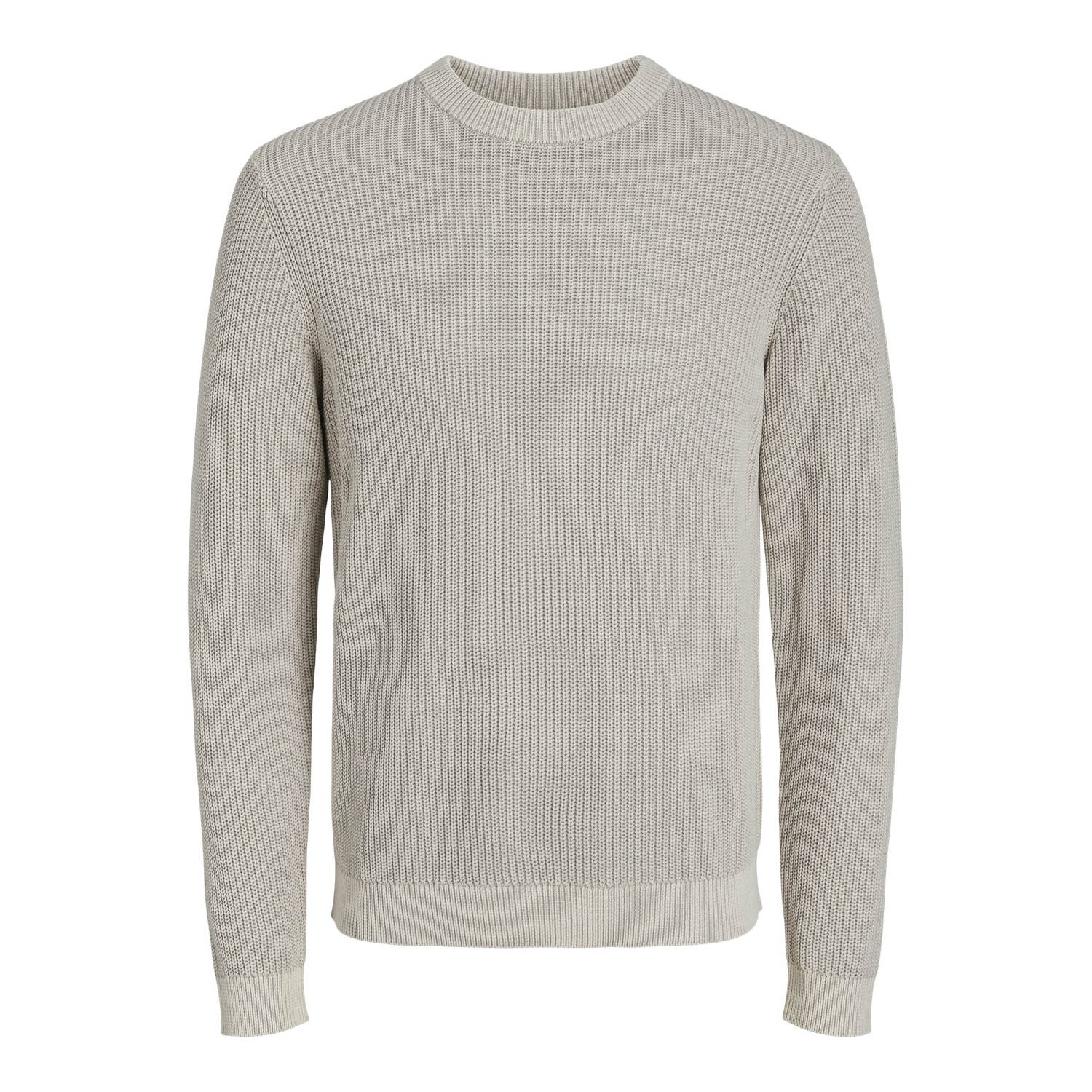 Jack & Jones Pullover Rib Washed Knit Rundhals Grau