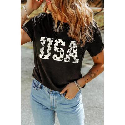 Damen USA Rundhals Kurzarm T-Shirt Image