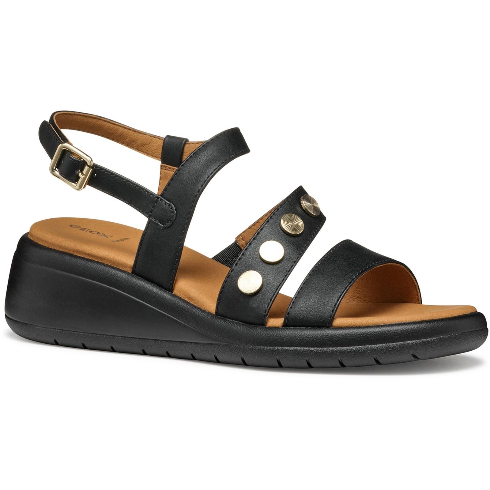 Geox D MELICONIA Synthetische Polyurethan Damen Schwarz Keilabsätze