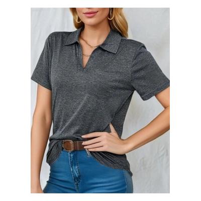 Frauen Johnny-Kragen Kurzarmshirt Image