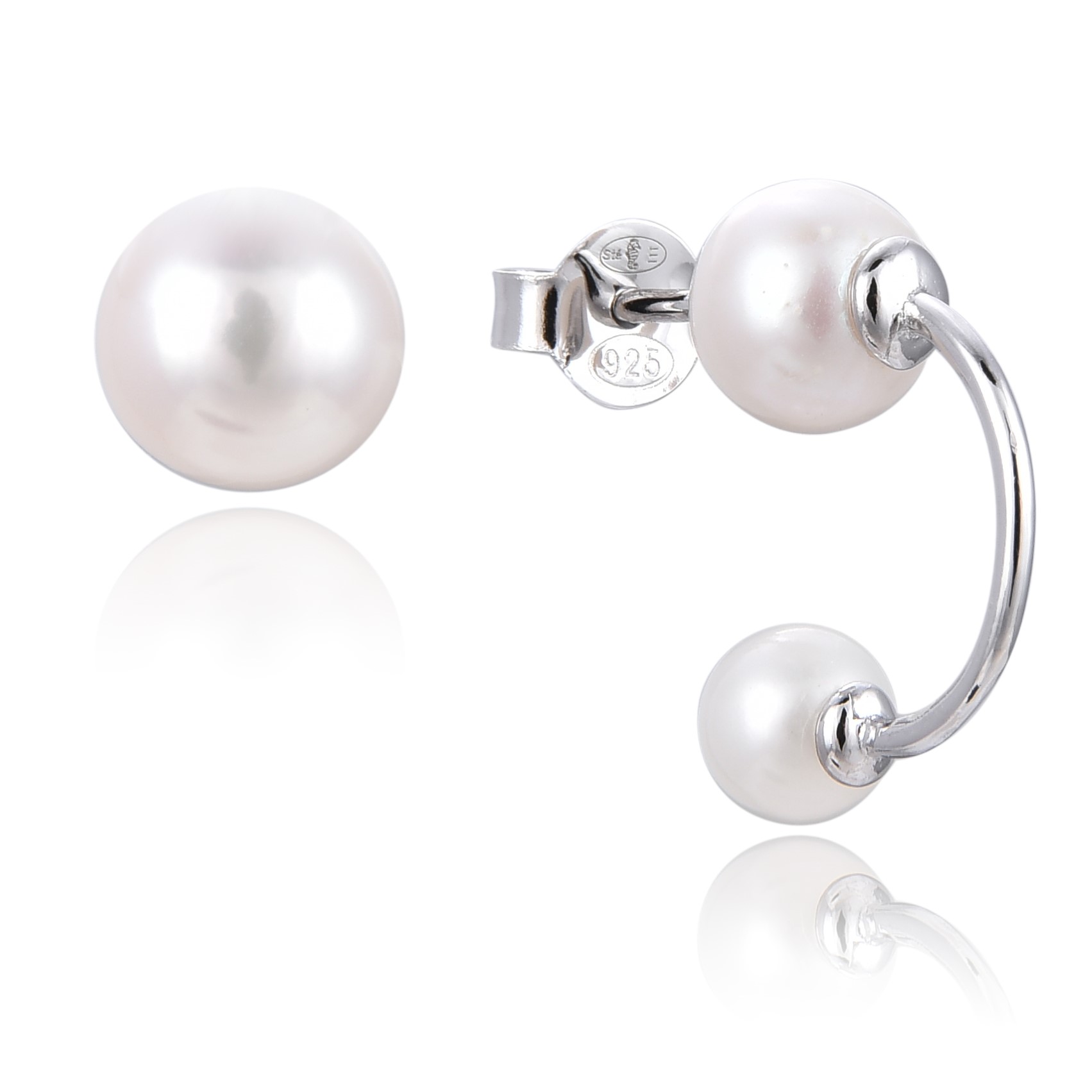 Gena.paris 'Asymmetrische' Damen 925 Sterling Silber Ohrringe - Silber GBO1533-W Image