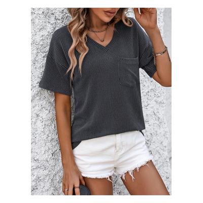 Damen Mandy V-Ausschnitt T-Shirt mit herabgesetzter Schulter Image