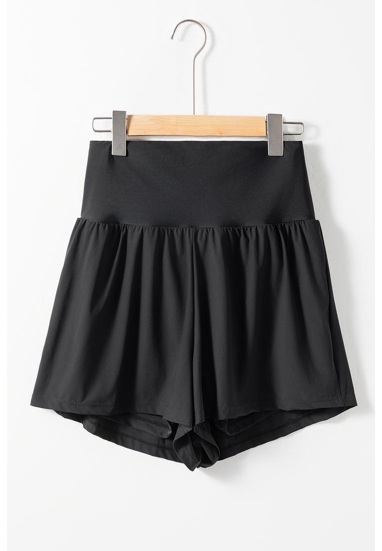 Schwarze Schwimmshorts mit breitem Taillenbund und Taschen Image