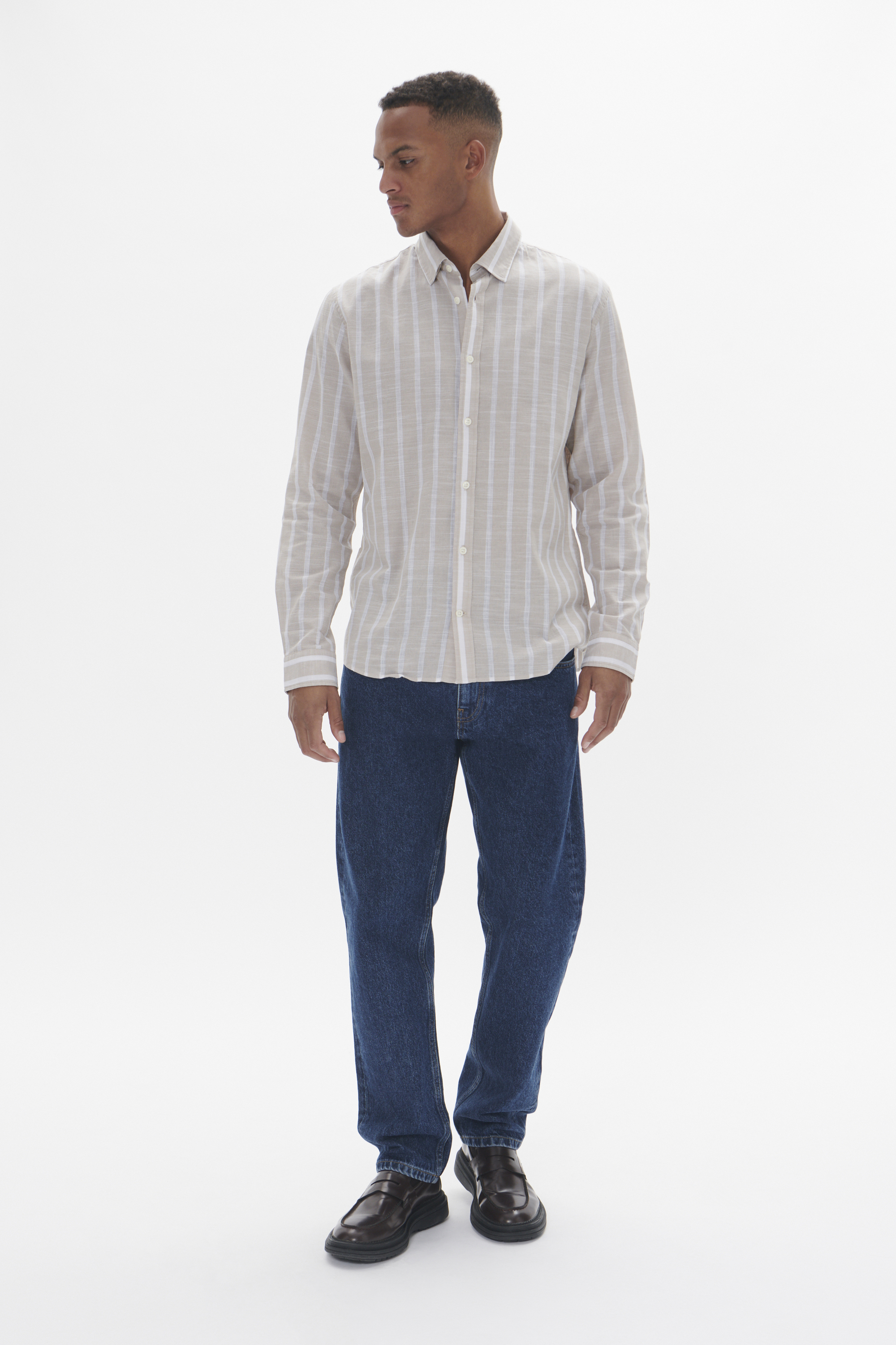 Langarm - Hemd Gerade Passform beige Image