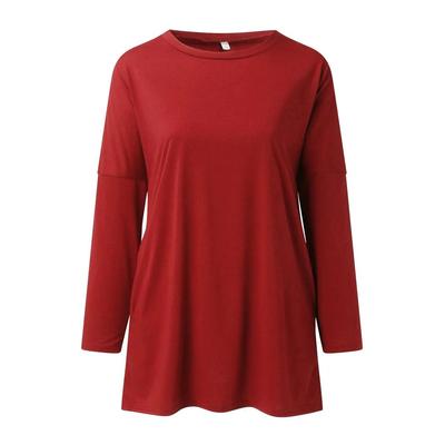 Damen Rundhals Langarm-T-Shirt in Übergrößen Image