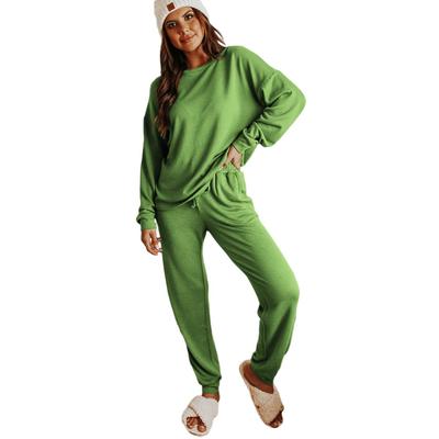 Azura Exchange Spinatgrüner Langarm-Pullover und Jogger-Hosen Lounge-Set Image