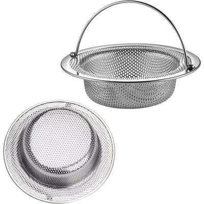 Jusch - 3er-Pack Abflusssieb mit Griff, Küchenspülengitter aus Edelstahl für Image