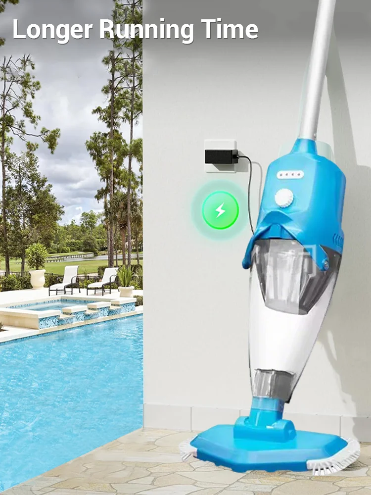 Aspirateur de piscine à main, aspirateur de piscine Rechargeable avec une puissance d'aspiration puissante de 80l/Min et un Volume de filtre de 1,8l