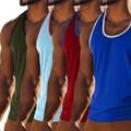 Canotta da uomo in 4 pezzi, canottiera senza maniche, senza maniche, scollo a U, scollo tondo, estivo, tinta unita, tinta unita, alla moda, sportivo, classico, tinta unita, strada, casual, sportivo,
