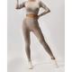 Per donna 2 Pezzi Tuta da yoga Abiti da salotto Autunno Tinta unica Completo Abbigliamento Verde militare Nero Allenamento in Palestra Vita Alta Elastico Traspirante Manica Lunga Sport Abbigliamento
