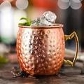 Boccale Moscow Mule in rame martellato da 16 once, tazza singola con rivestimento in acciaio inossidabile 304 e manico in ottone, per bevande fredde, birra, vino, bar, feste, regalo