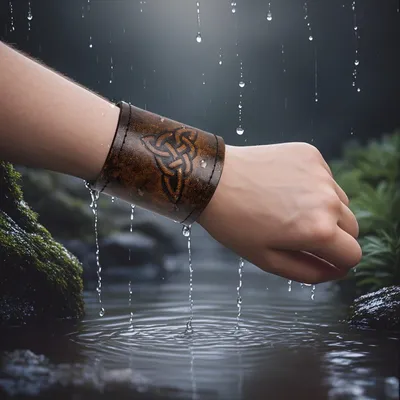 Leder-Manschettenarmband, Wikinger-Armband, geprägtes Lederarmband, graviertes Wikinger-Muster für LARP, Cosplay Image