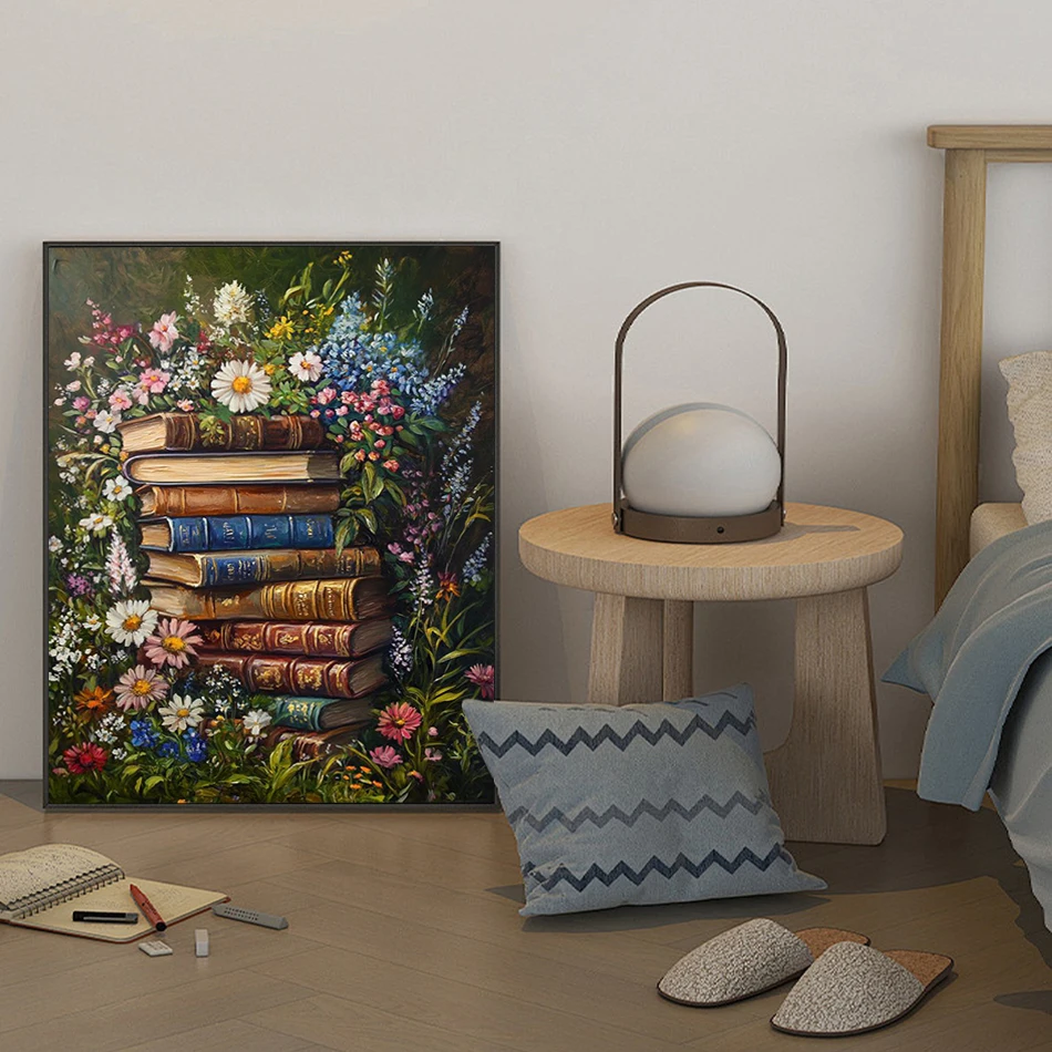 RUOPOTY Malen nach Zahlen mit Leinwandrahmen, Blumenartikel-Dekoration, Zeichnung auf Leinwand, Kunsthandwerk, gerahmte Wandkunst, moderne Heimdekoration Image