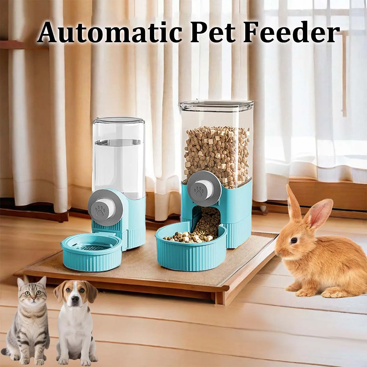 Hängender automatischer Futterautomat/Wasserspender für Haustiere, Schwerkraft-Katze, automatischer Futterspender, Bewässerungsset, Futterprodukt für Haustiere, für Welpen, Katzen, Kaninchen