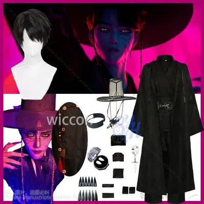 Anime Film Dämon Singen Kostüm Cosplay Jinu Saja Junge Kpop Gruppe Korea Stile Anzug Hüte Schwarz Y2K Gothic Halloween Angepasst Image