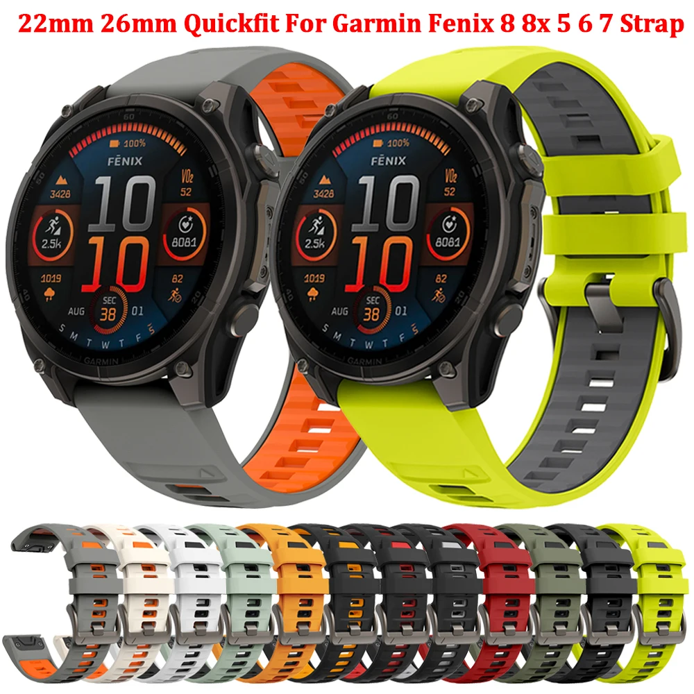 22 mm 26 mm QuickFit-Band für Garmin Fenix 8 47 mm 51 mm Silikonarmband E 7 7X 6 6X 5 5X/Epix Pro/Gen 2 Enduro 3 Instinct 3 Armband Image