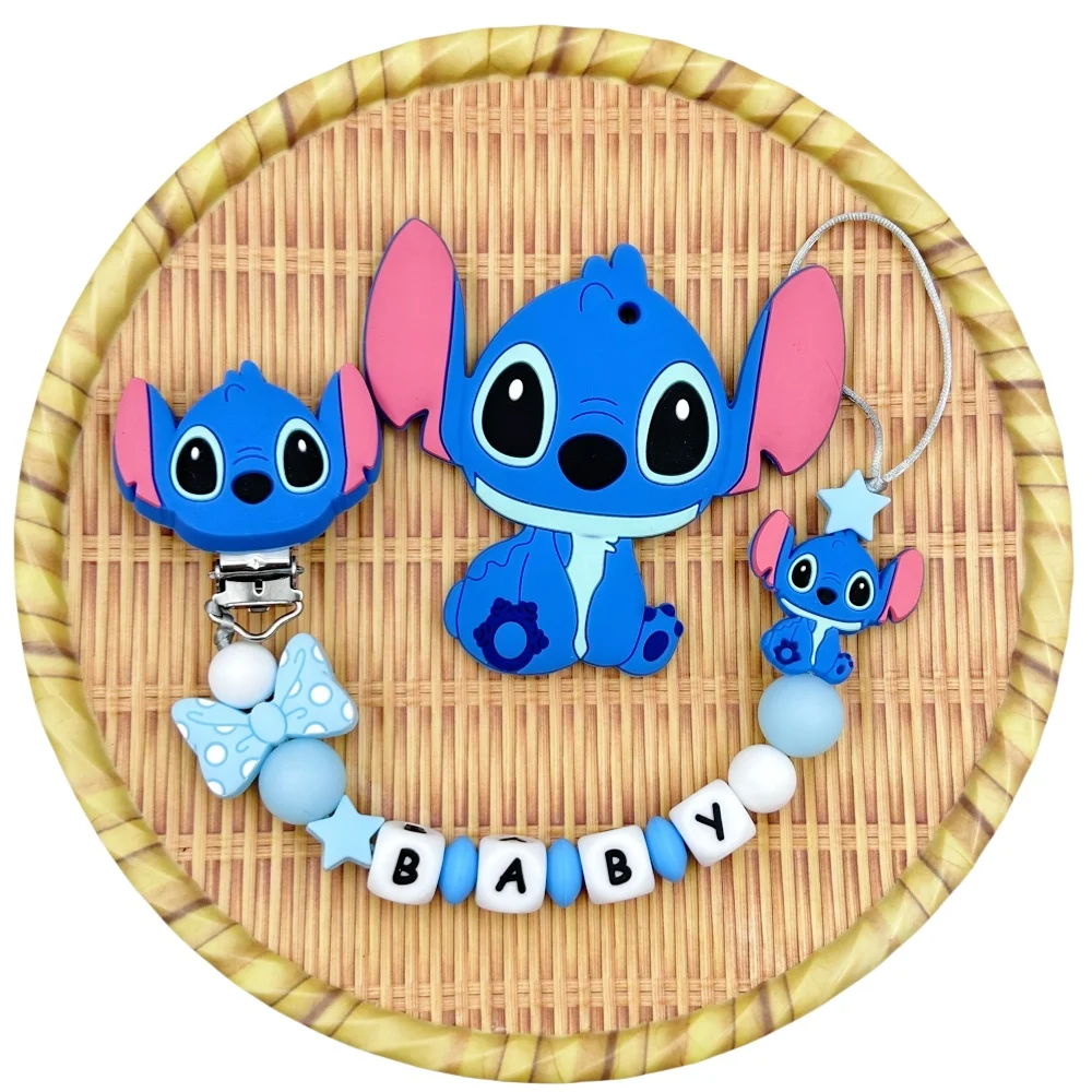 Angepasst Buchstaben Name Baby Cartoon Silikon Perlen Anhänger Schnuller Clips Ketten Halter Beißring Baby Kawaii Spielzeug Baby Geschenke Image