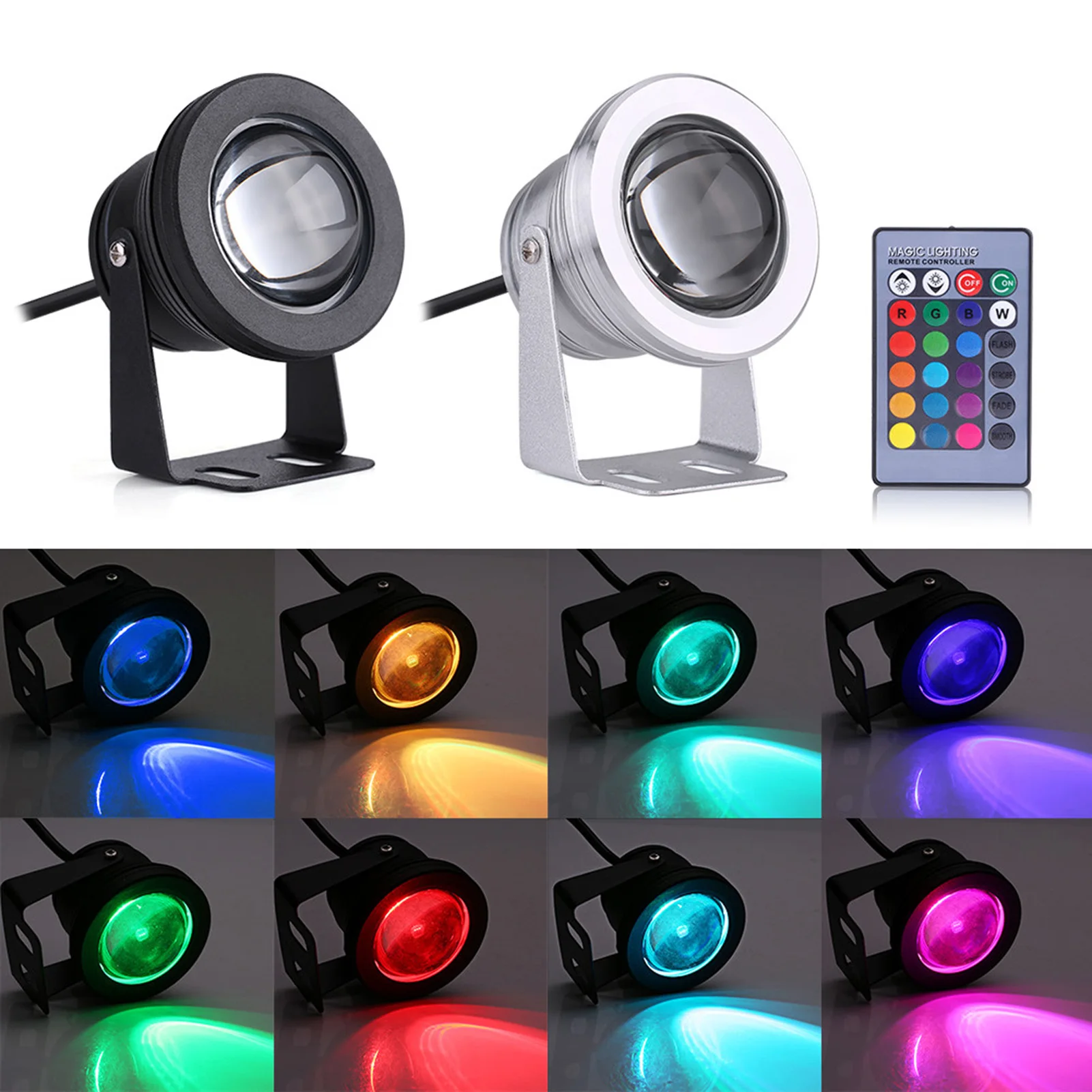 LED-Strahler, Landschaft, RGB-LED-Licht, RGB-Licht, Marine, Boot, Yacht, 10 W, 12 V, RGB-LED-Spotlicht, regensichere Lampe mit Fernbedienung